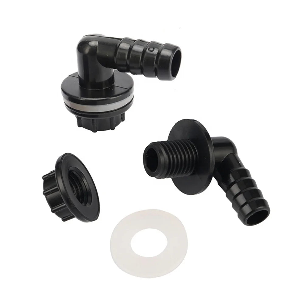 3/8" Thread to 12mm 90 Degree Aquarium Fish Water Tank Elbow Drainage Connector