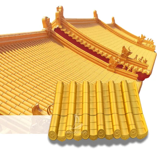 Luxury Building Materials Chinese Style Corrugated Golden Color Antique Roofing Tiles for Temple Palace