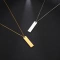 Good Selling Stainless Steel Engraved Letter Signature Pendant Necklace Custom Logo Vertical Bar Pendant Charm Necklace