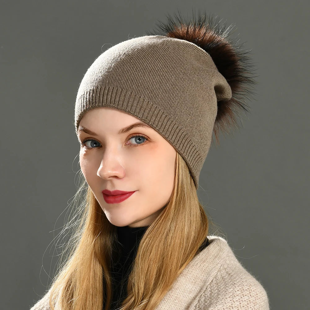 Jxwatcher Winter Fashion Plain Gross Double Layer Thick Warm Soft Slouchy Women Beanie Hat