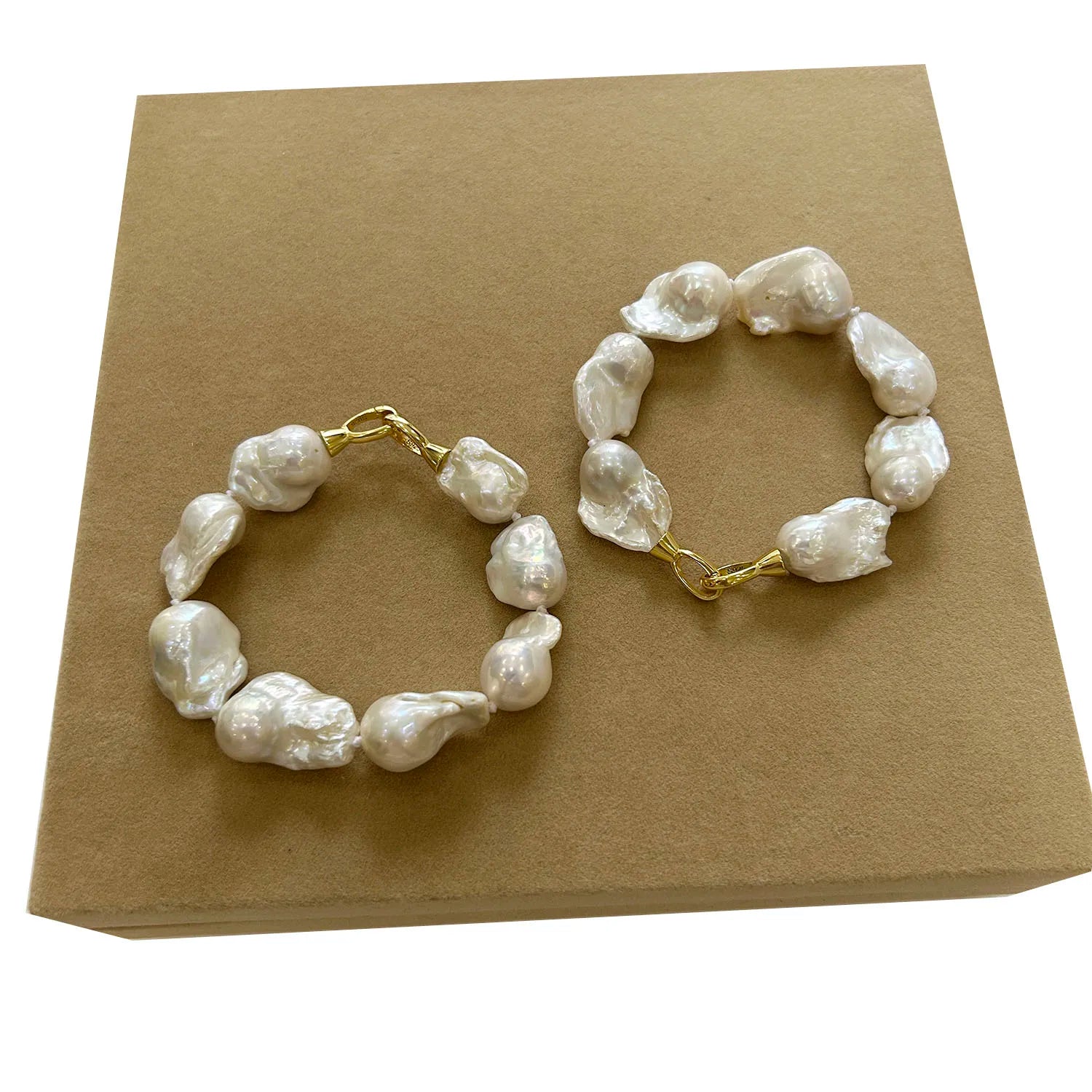 AA+ Width 14-18  MM Biggest Nature White Baroque Freshwater Pearl Bracelet  Nice 925 Pearl Claspfactory Wholesale Price