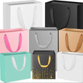 Custom Printed Paper Bag logo Shopping Clothing pink Ribbon Handle Manufacturers Kraft Paper Bag