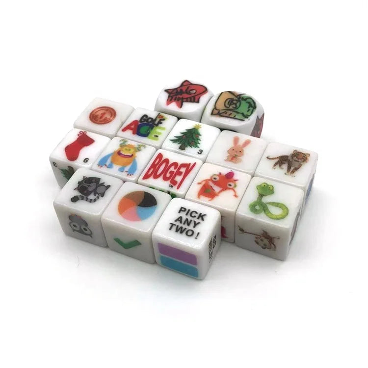 D6 Story Dice Manufacturers 6 Sides Promotional Custom Printed Branded Logo Plastic Acrylic Dice