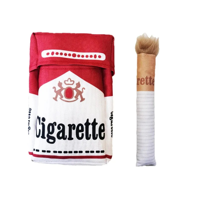 New Design Cigarettes Shape Pet Plush Toy Soft Bite-resistant Teething Pet Squeak Toys With Customized Logo