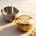 Gold and Silver Korean  Insulated Double Wall Stainless Steel 304 Portable Mixing Rice Bowl with Lids Restaurant Dinnerware