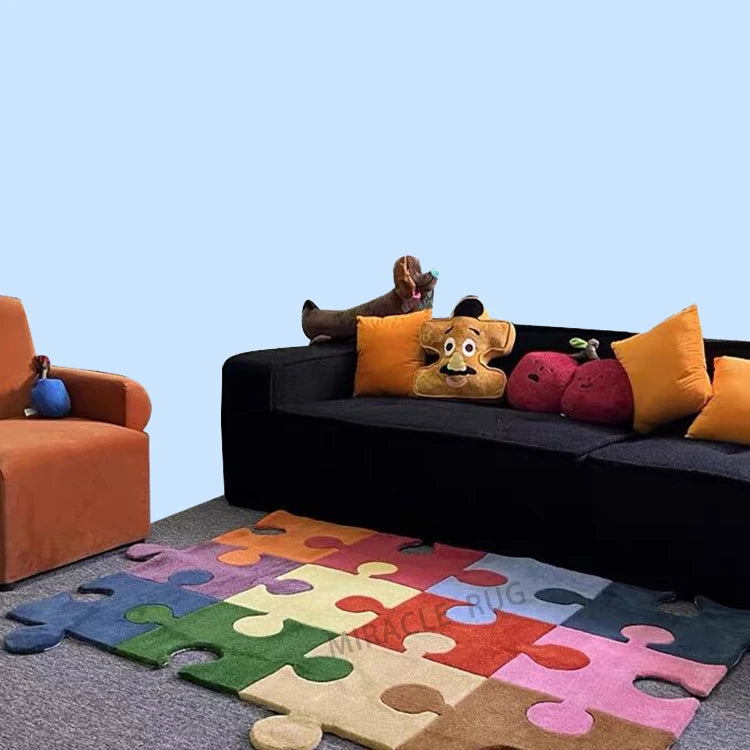 Luxury Custom Carpet Modern Minimalist Living Room Jigsaw Puzzle Floor Rug Home Bedroom Bedside Carpet