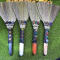 Hot-sale Natural Crafts Staff Magic Wand Raw Crystals Healing Stones Magic Broom Wands for Gifts