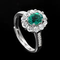 Lab Created Zambian Emerald Engagement Gemstones Ring  925 Sterling Silver Rings for Women