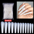 Misscheering 500pcs Bag 4XL Ballet False Nails Stiletto Curved Clear French Acrylic Nails Salon ARC Nail Tips