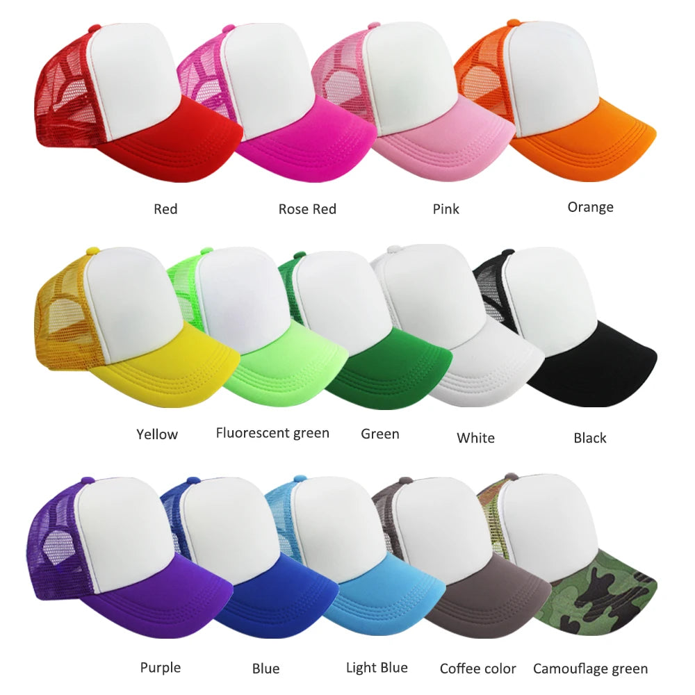 Wholesale Sublimation Blank Custom Trucker Mesh Caps Personality Classic Sport Baseball Mesh Hat