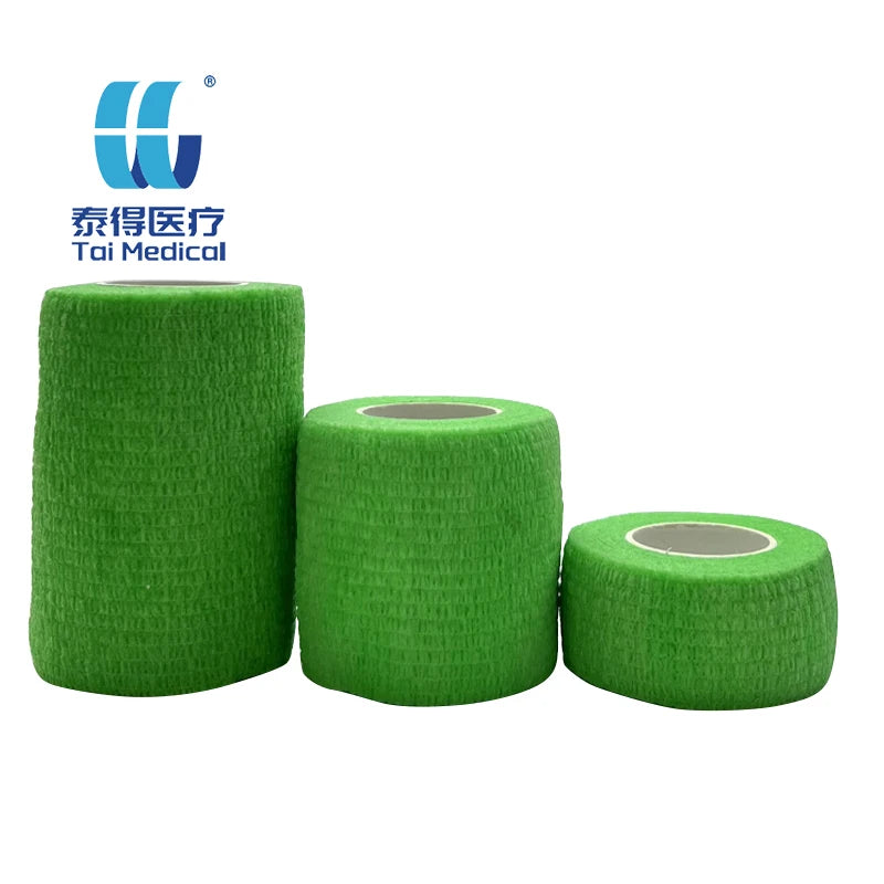 Dark Green 15CM Non-Woven Self-Adhesive Cohesive Bandage First Aid Vet Wrap Custom Pattern Breathable Flexible Stretch Wrist