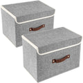 Foldable Storage Bins Cotton and Linen Storage Boxes with Lids and Handles