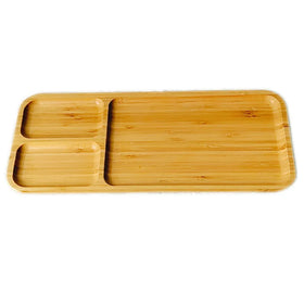 Bamboo Fruit Plate 2-in-1 Kitchen Dinner Dishes Platters for Cake Snack Hotel Solid Serving Trays Plates for Tea Coffee
