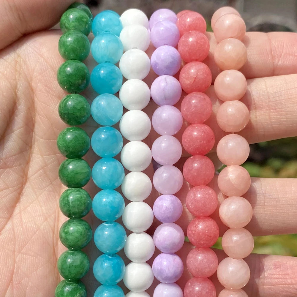 6/8/10/12mm Multicolor Angelite Jades Natural Stone Beads Round Loose Beads for Jewelry Making Findings Diy Necklaces Bracelets