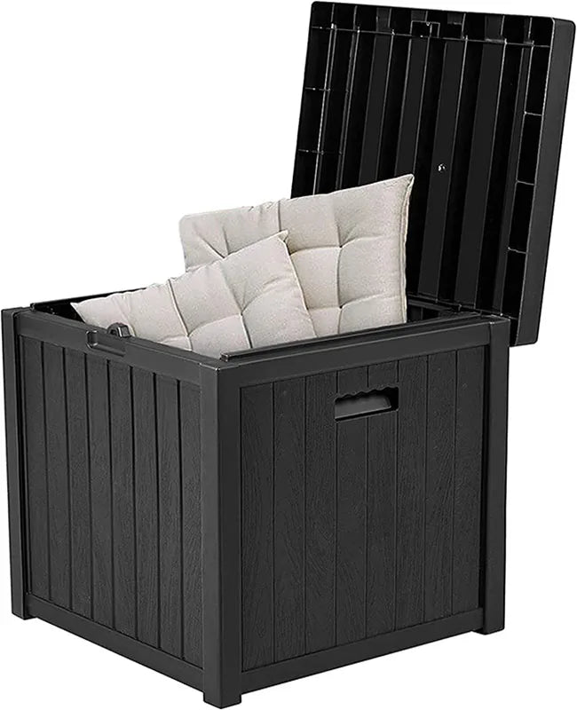 Wholesale 1pcs Resin Wicker Storage ContainerSmall Deck BoxWaterproof Outdoor Toy Storage Box With Handles for Indooroutdoor