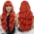 Curly Hair Big Wave Wig Orange Red With Bangs Artificial Hair Soft High Temperature Matte Synthetic Fiber