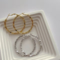 Exaggerated Big Circle Earring Statement Gold Plated Opal C Shape Hoop Earring for Women