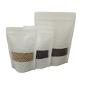 Doypack Zip Lock Brown Kraft Craft Paper Standing up Pouches Food Packaging Zipper Bags With Window