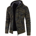 Men's Full Zip Hoodie Autumn Winter Knitted Jacket Padded Thickened Cotton Fabric 3XL Size Fleece Jacket Printed Pattern Hooded