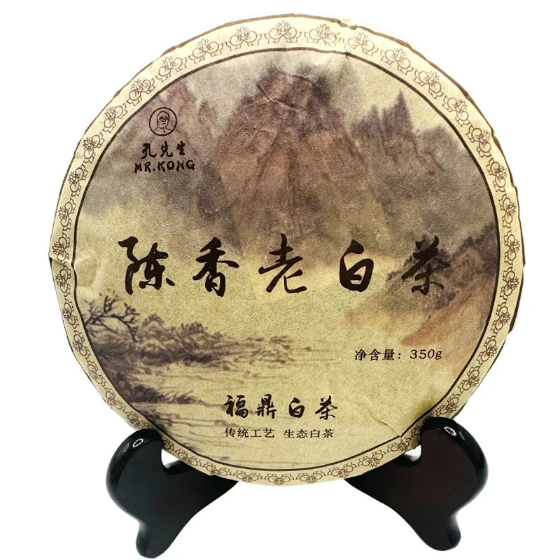 Traditional Chinese Aged White Tea Cake 2-3 Years Healthy Compressed Packaged in Box Bag Mr.Kong Grade a Specialty Health Tea