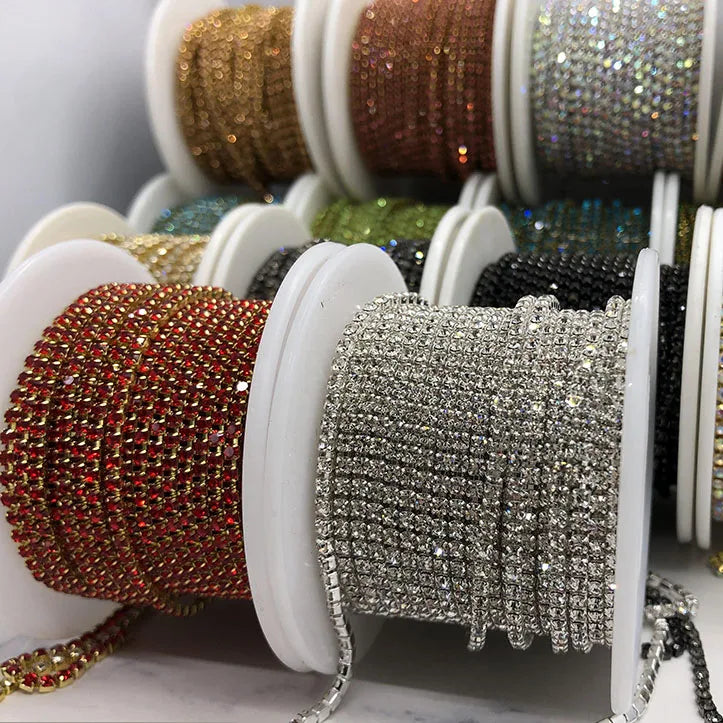 2025 Wholesale Crystal Diamond Rhinestone Claw Chain Rhinestone Cup Chain for Jewelry Making Garment Decoration Trimming