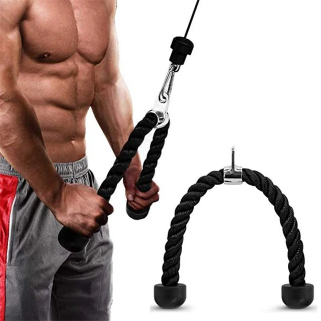 Heavy Duty Ergonomic Handle Tricep Rope Pull Down Strength Cable Attachment
