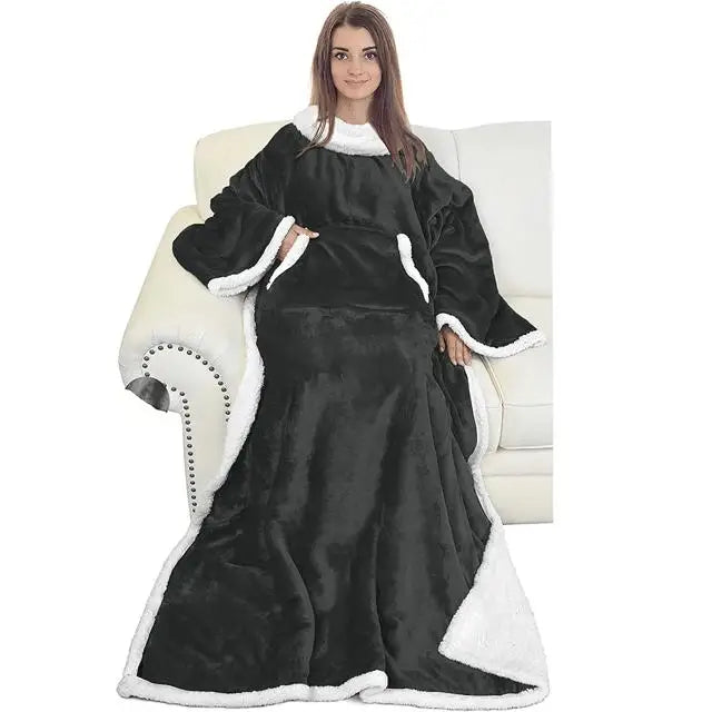 Original Factory Super Soft Warm Large Fleece Plush Sleeved TV Throws Wrap Sherpa Blanket Wearable Blanket with Sleeves