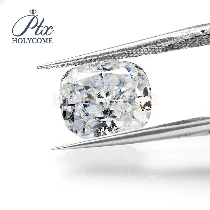 Holycome DVVS1 White Hybrid Cushion Crushed Ice Cushion Moissanite 1 Carat Moissanite Loose Stones Moissanite Diamond