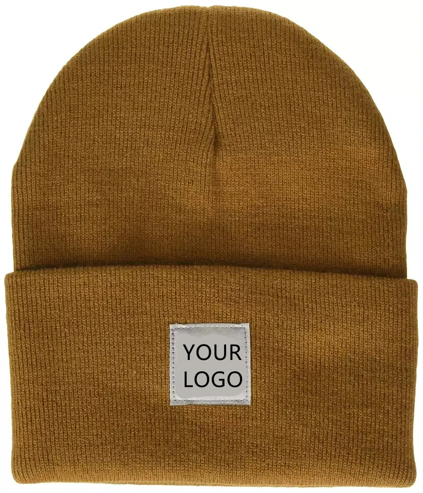 Custom logo Size Color Women Men's Knit Cuffed Beanie