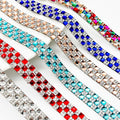 Colorful 1.2cm Width Glass Rhinestone Applique Self Adhesive Rhinestone Ribbon for Bag Shoe Decoration Hotfix Rhinestone Strips