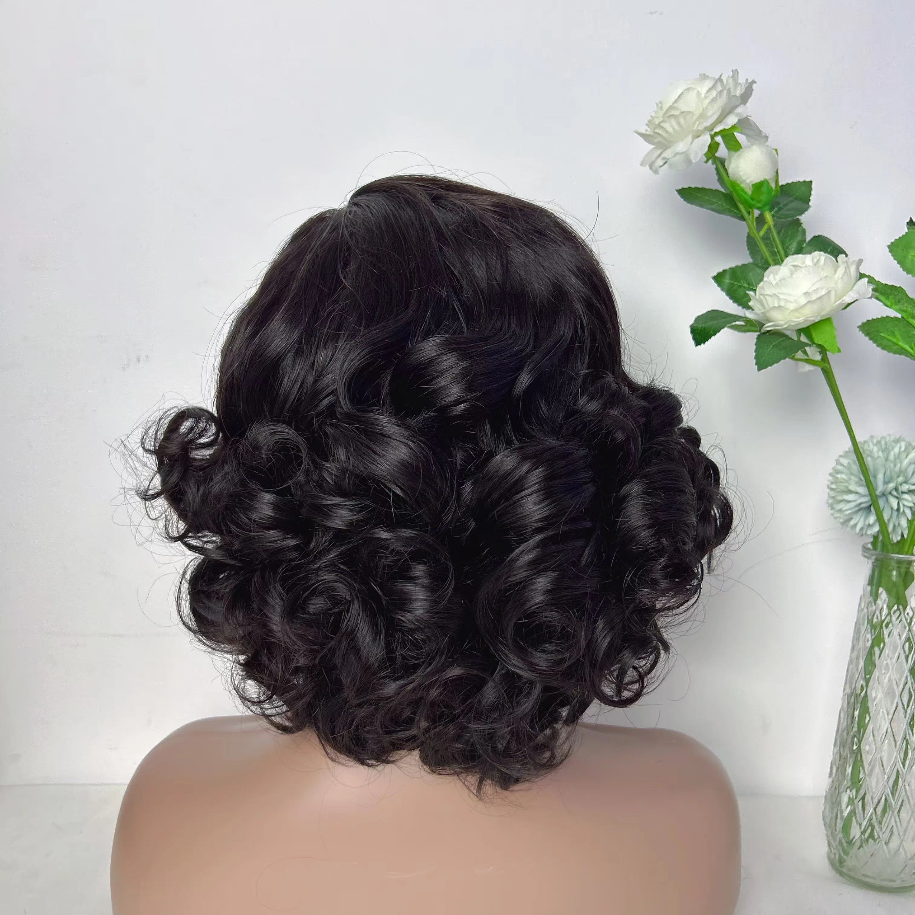 Factory Direct Sales 5*5 Lace Closure Glueless Wig Vietnamese Raw Hair SDD Egg Curly Wig for Black Women