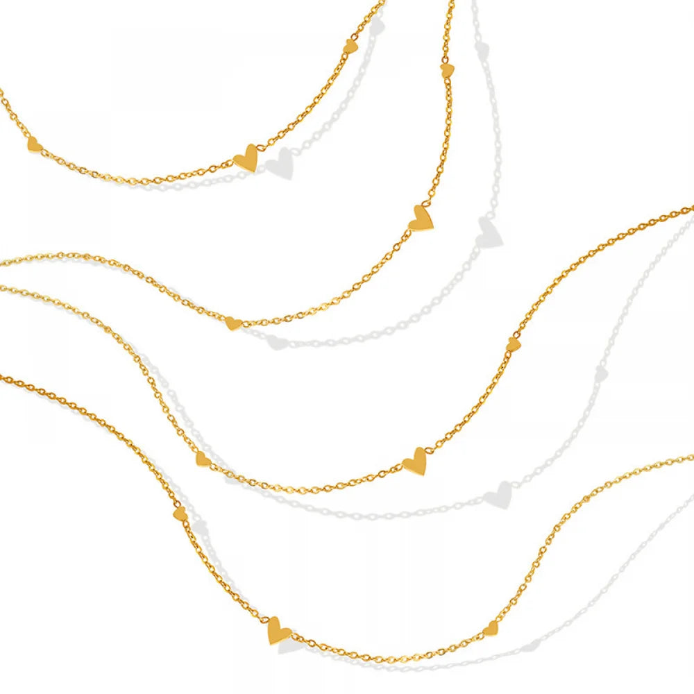 Simple 18K Gold Plated Stainless Steel Chain Necklace Fashion Stainless Steel Heart Necklace for Women