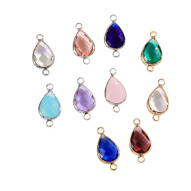 Custom Gold Plated 10*21 mm Drop-shaped Jewelry Charm Crystal Earring Connector for Bracelet Necklace Anklet Making