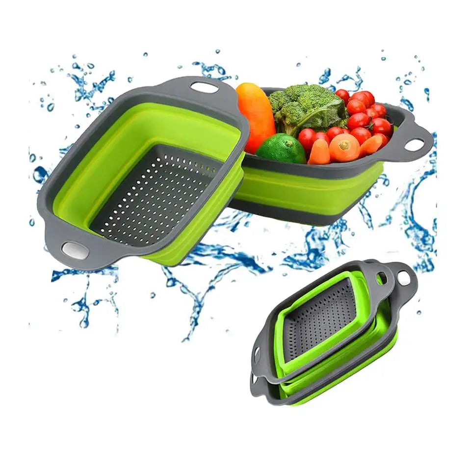 New Design Kitchen Sink Drain Basket Colander Foldable Silicone Drain Basket Durable Vegetables and Fruit Washing Drain Basket