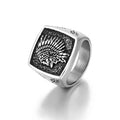 Vintage Costume  Jewelry Punk Stainless Steel Indian Chief Ring
