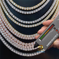 Large Stocks Drop Shipping Hip Hop Jewelry Solid 925 Sterling Silver 2MM to 6.5MM VVS Moissanite Diamond Tennis Chain Necklace