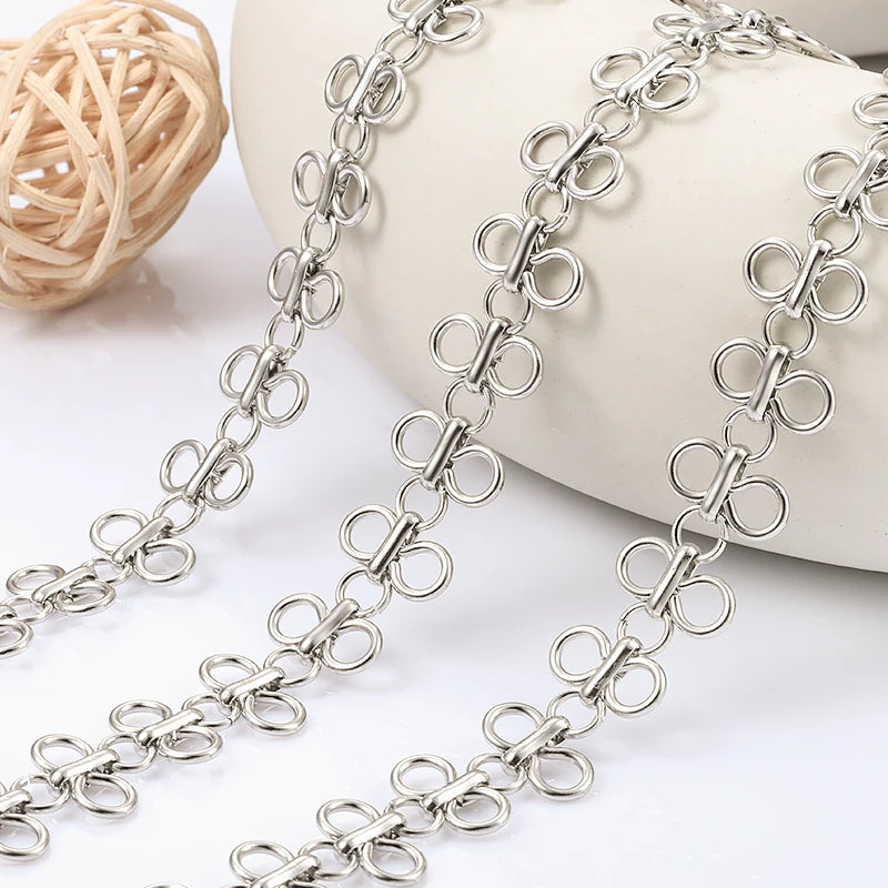Designer Stainless Steel Four-Leaf Clover Flower Chain for Jewelry Making Waterproof DIY Bracelet & Necklace Accessories