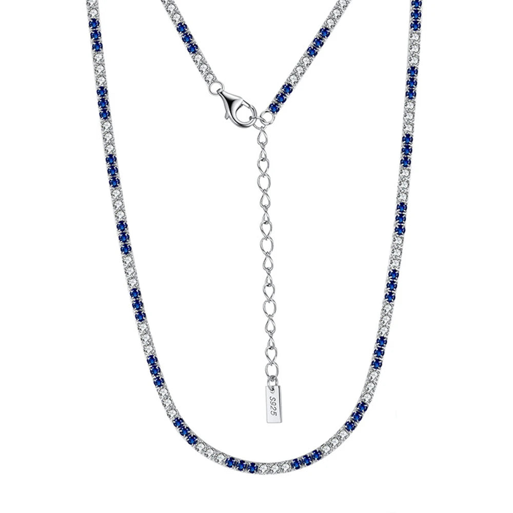 Minimalist Layered Wearing 925 Sterling Silver AAAA Zircon Tennis Necklace Trendy Fine Jewelry for Engagement Party Gift