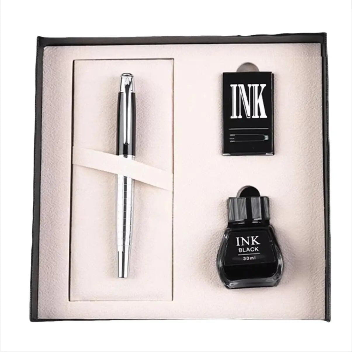 Classic Luxury Design Writing Calligraphy Pen Big Gift Set Custom Private Label Blue Metal Fountain Pen Gift Set