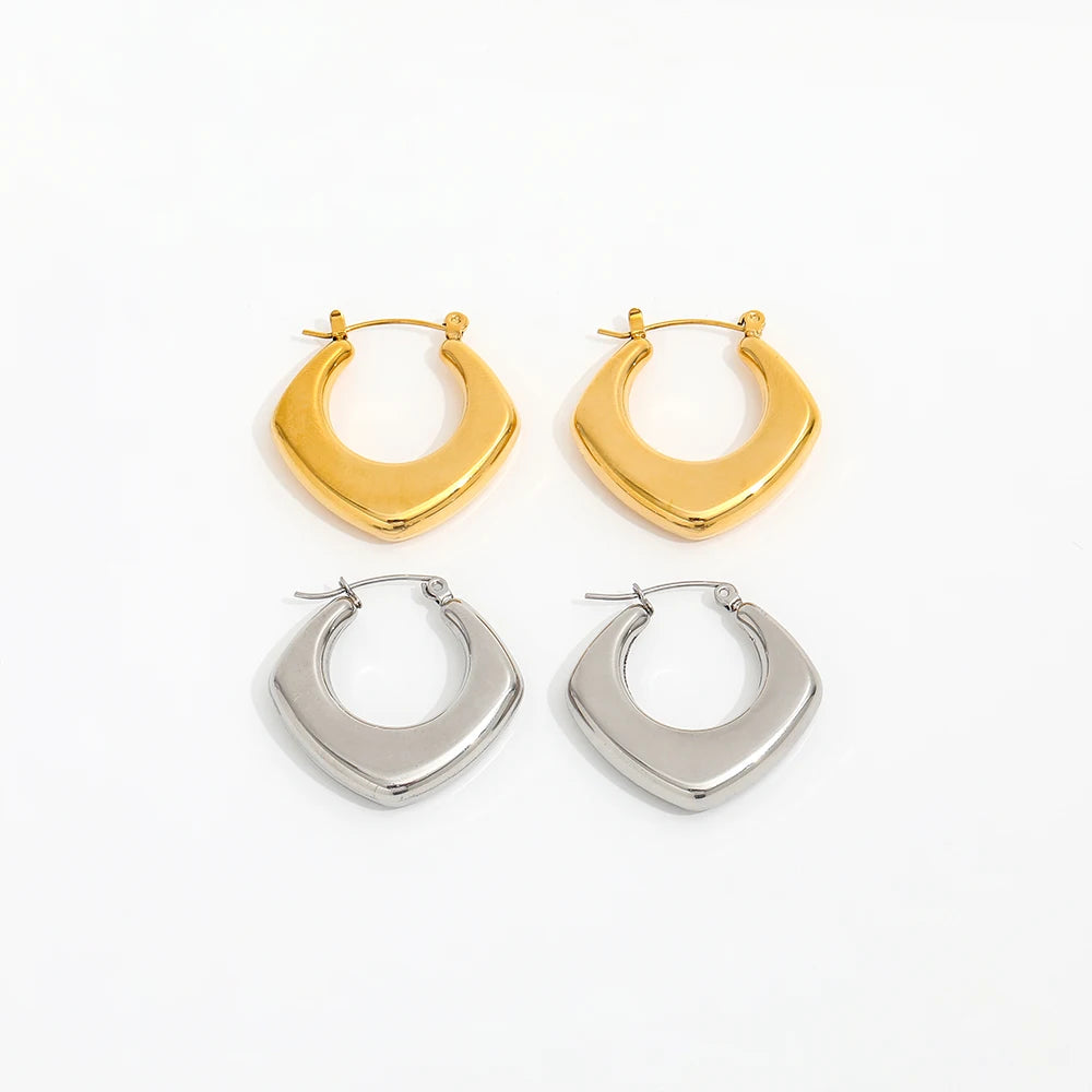 JOOLIM Jewelry PVD 18K Gold Silver Simple Geometric Stainless Steel Hoop Earring Trendy Jewelry