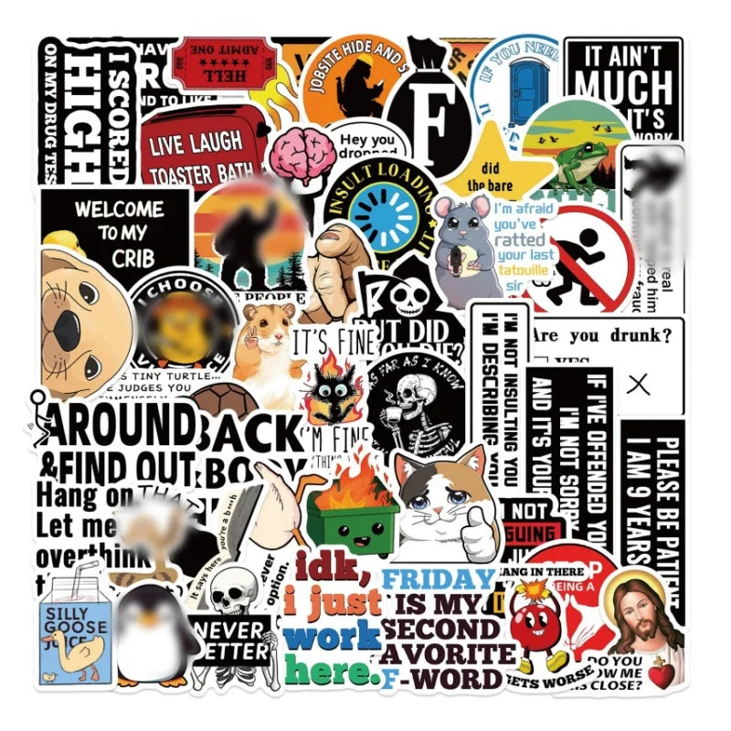 50PCS Cool Funny Quote Prank Meme Satiric Saying Sarcastic Sticker
