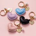 Small Mini Heart Charm Keychain Cute Leather Keychain Heart Shape Leather Key Ring Car Key Holder Bag Charm Keychain