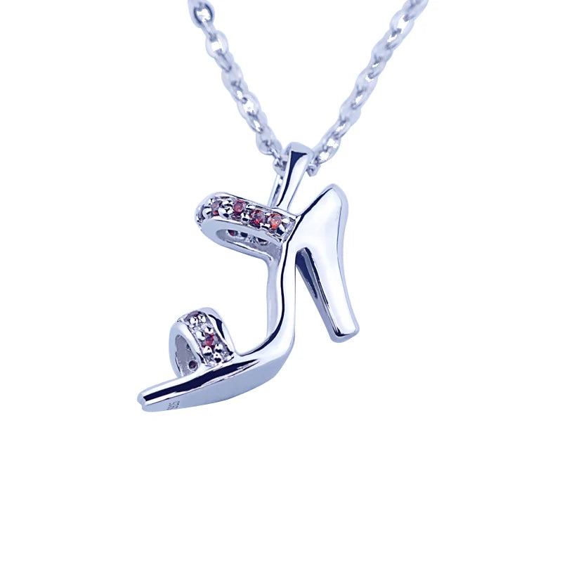New Fashion S925 Sterling Silver High Heeled Shoes Pendant Cute Style 925 Sterling Silver Jewelry with Zircon for Gift