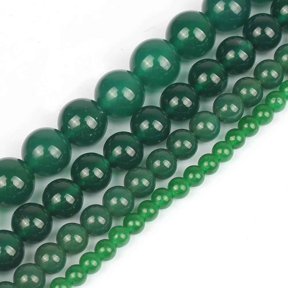 Wholesale Transparent Smooth Green Agates Onyx Stone Beads 6/8/10/12MM Round Loose Beads for DIY Bracelet Jewelry