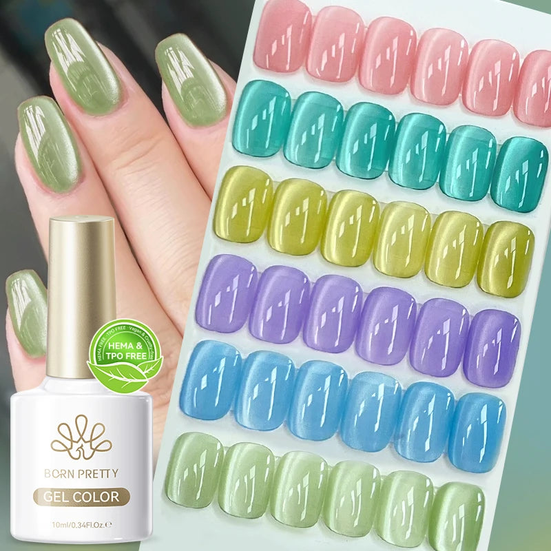 BORN PRETTY Toxic Free Crystal Glass Bead Cat Eye Gel Soak Off Jelly Glossy Glitter Cat Magnetic Resin Uv Gel Nail Art Vanish