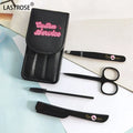 Wholesale Black 4pcs Lash Tool Sets Eyelash Applicator Private Label Eyelash Tools with Tweezer Scissor Brush Eyebrow Trimmer
