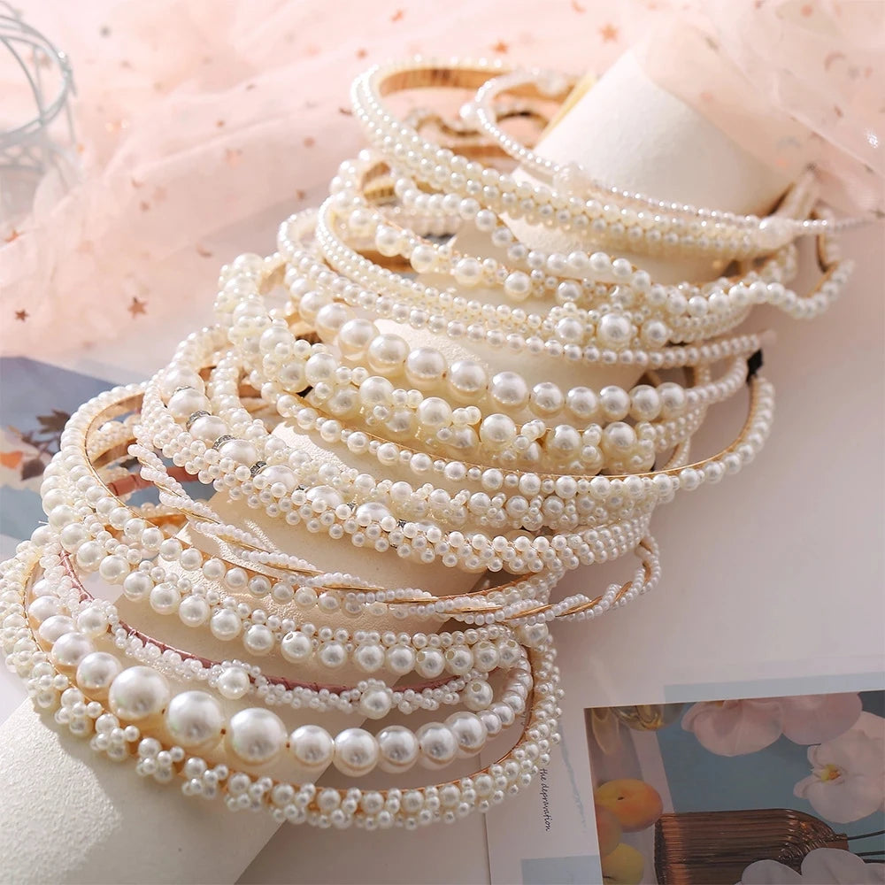 2025 New Women Elegant Full Pearls Hairbands Sweet Headband Hair Bundle Lady Hair Hoops Fashion Accessories