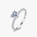 Ailmay Real 925 Sterling Silver Clear Heart CZ Ring Sparkling Charm Finger Ring for Women Classic Wedding Statement Jewelry