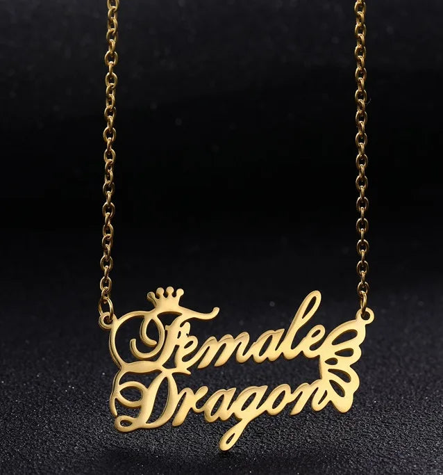 Waterproof Stainless Steel Stacked Name Butterfly Pendant Necklace Romantic Fashionable Jewelry Personalized Anniversary Gifts