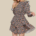Fall Women Clothes New Round Neck Flying Sleeves Printing Cake Dress Casual Dresses Plus Size Womens Dresses